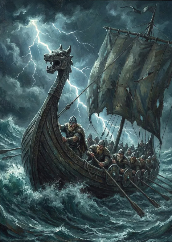 Viking Ship in a Storm